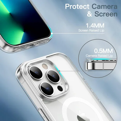 Miniatura 6 de JETech Funda magnética para iPhone 13 Pro de 6.1 pulgadas, compatible con carga inalámbrica MagSafe, a prueba de golpes, parte trasera transparente