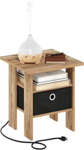 Miniatura 10 de Mesa de noche con cajón Furinno, Madera, Marrón oscuro/Negro