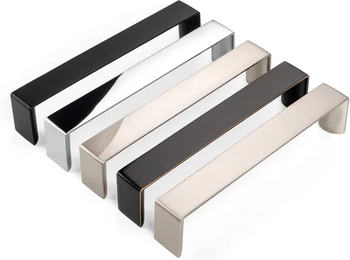Miniatura 6 de KOOFIZO Paquete de 10 tiradores de gabinete de cocina de níquel cepillado de 5 pulgadas, manijas de gabinete de color plata satinada, herrajes