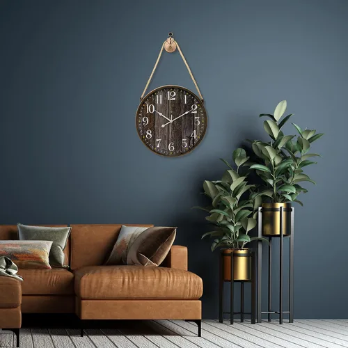 Miniatura 2 de Pacific Bay Montpellier - Reloj de pared grande decorativo ligero con cuerda para colgar, reloj de pared moderno, silencioso, sin tictac, esfera 3D