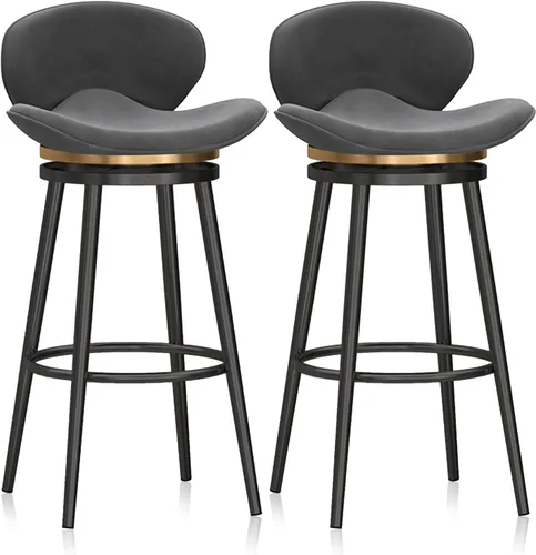 Miniatura 21 de Taburete de bar moderno con Patas de Metal Negro, giratorio de 360 grados, cómodo y tapizado, ideal para el hogar, bar, cocina, isla, comedor o Pub