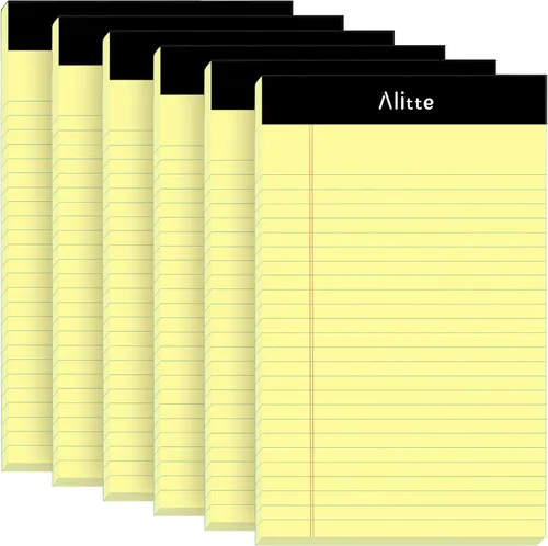 Miniatura 9 de Alitte Bloc de notas legales de 5 x 8 pulgadas, paquete de 6, bloc de escritura perforado con rayas estrechas, papel grueso de alta calidad, sin