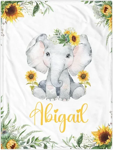 Miniatura 23 de J&SBGFT Manta personalizada para bebé niña, manta de recepción de elefante, regalo personalizado para bebé, esenciales para recién nacidos, 30 x 40