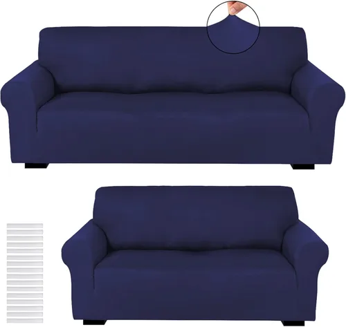 Miniatura 33 de Peryiter Juego de 2 fundas para sofá de dos plazas Fundas para muebles para sala de estar para sofá, sillón, ajuste elástico, a prueba de arrugas