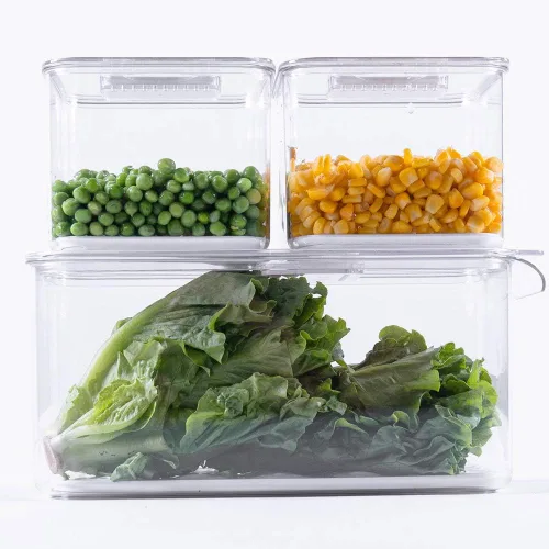 Miniatura 8 de SANNO Organizador de refrigerador de verduras, contenedores de alimentos con tapas, contenedores para refrigerador, alimentos, frutas, verduras