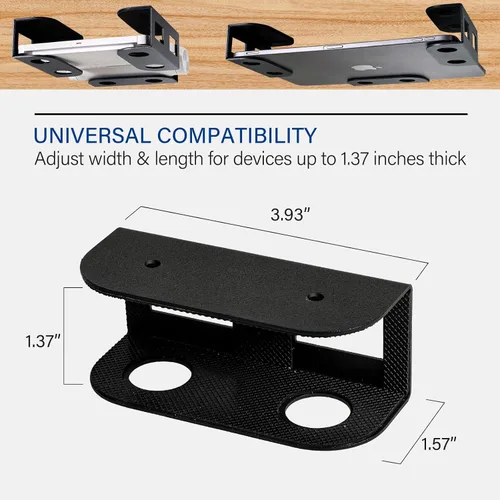 Miniatura 5 de BYMECOST Soporte de almacenamiento para portátil debajo del escritorio, soporte de metal para dispositivos bajo el escritorio, para dispositivos