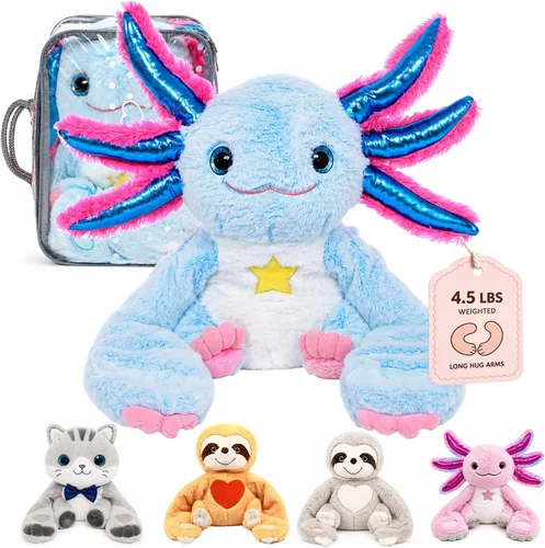 Micling Animal de Peluche con Peso - Ajolote Azul 4.5 libras, Ideal para Necesidades Sensoriales, Autismo y Ansiedad | Comodidad y Relajación tanto