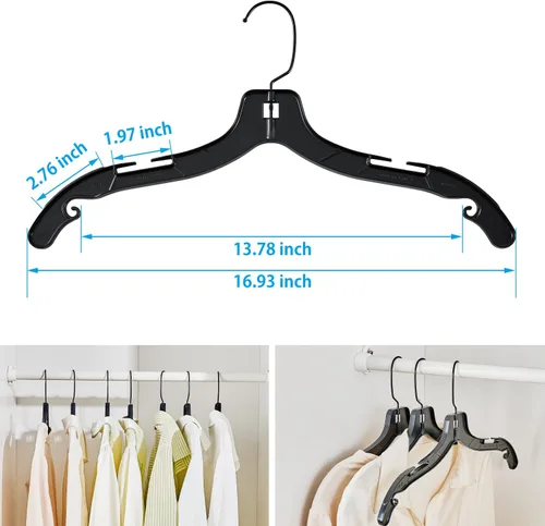 Miniatura 7 de Perchas de plástico con gancho de metal giratorio de 360 grados, perchas de ropa resistentes, perchas duraderas para camisas, abrigos y vestidos