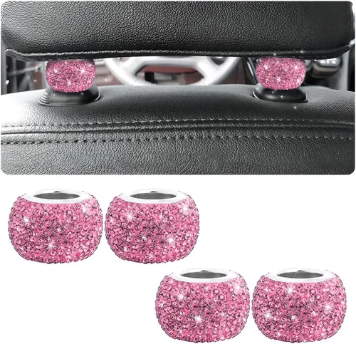 Miniatura 8 de Osilly Collares Brillantes para Reposacabezas de Automóvil, 4 Piezas de Collares con Anillos Decorativos para Reposacabezas de Automóvil, Accesorios