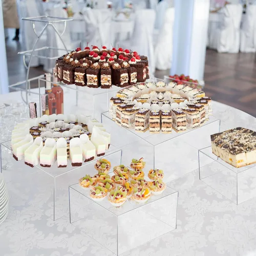 Miniatura 4 de Geelin Paquete de 8 elevadores acrílicos para buffet - Cajas cúbicas decorativas de 3 a 10 pulgadas, soportes de exhibición con fondos huecos