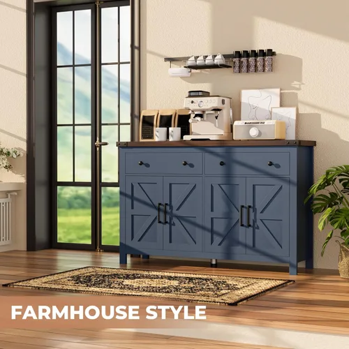 Miniatura 8 de VVFLU Modern Sideboard Buffet Cabinet with Wood Accent and Adjustable Shelves for Kitchen, Dining Room, Living Room
