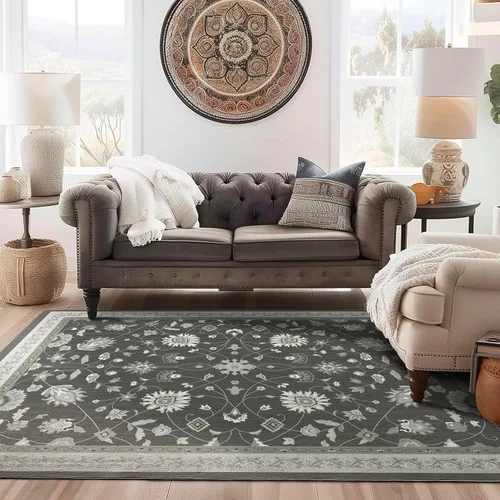 Miniatura 29 de EVERGRACE Alfombras de área para entrada, 2 x 3, de lana sintética, estilo bohemio, floral, para interiores y exteriores, alfombras pequeñas