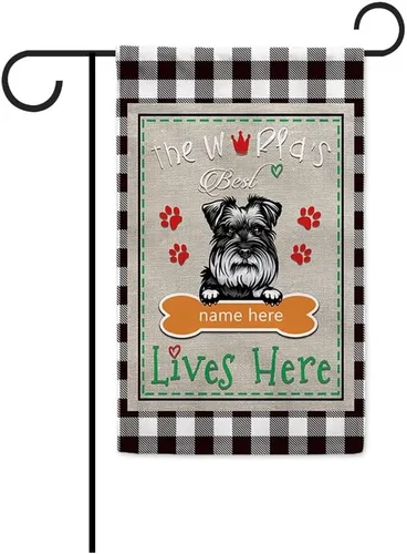 Miniatura 16 de The World's Best Dog Garden Flag Saint Bernard Dog Lives Here Bone Paw Buffalo Plaid Check 12.5x18 pulgadas Decoración exterior de patio de doble