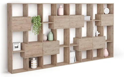 Miniatura 80 de Mobili Fiver, Iacopo XS Estantería con puertas de panel (63.31 x 31.5 pulgadas), color negro Ashwood, Made in Italy