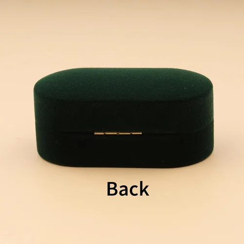 Miniatura 5 de FM FM42 Caja de terciopelo verde vintage para 2 anillos de compromiso de boda, paquete de 1