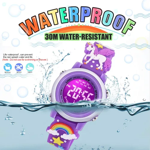 Miniatura 25 de Relojes impermeables de dibujos animados 3D para niñas con alarma, los mejores regalos de juguetes para niñas de 3 a 12 años