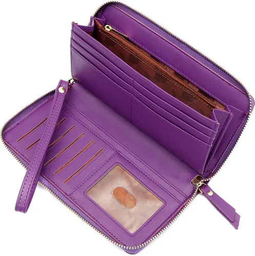 Miniatura 2 de GEEAD Billeteras para mujer, de piel sintética, de gran capacidad, para tarjetas de crédito, cartera de mano, Violeta oscuro, De moda