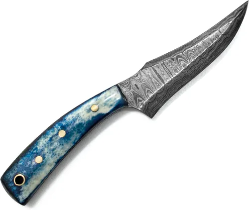 Miniatura 6 de Titan International Knives Cuchillo de Caza y Desuello de Damasco de 7.2" Hoja Fija Hecha a Mano 1095 4340 Mezcla de Carbono Martillada a Mano