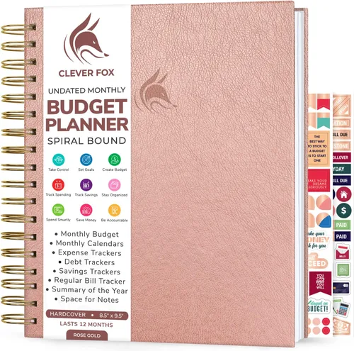 Miniatura 7 de Clever Fox Planificador de presupuesto: libro de finanzas en espiral, diario financiero mensual, organizador de presupuestos y cuaderno de Negro