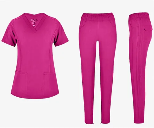 Miniatura 4 de Conjunto de 7 bolsillos Tali & Maya de enfermería para mujer, conjunto de uniforme médico diario para mujer, 3 bolsillos, parte superior, 4