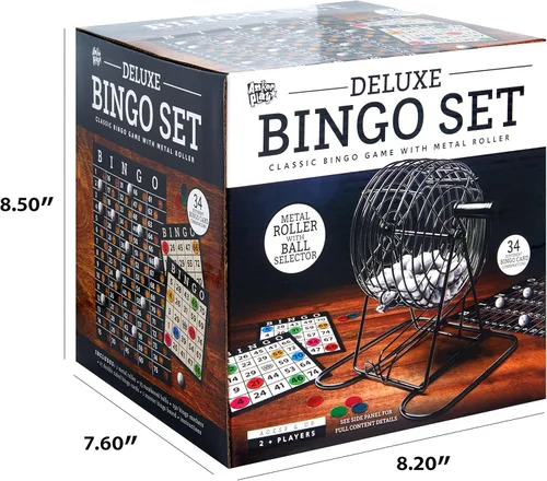 Miniatura 2 de Estuche de bingo de metal de lujo, kit de juego nocturno de bingo, incluye jaula de bingo de metal, 75 bolas numeradas, 150 marcadores de bingo, 17