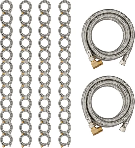 Miniatura 16 de Paquete de 1 manguera Foskan de acero inoxidable para lavavajillas de 4 pies con compilación de 3/8 pulgadas x 3/8 pulgadas MIP 90° codo, conector
