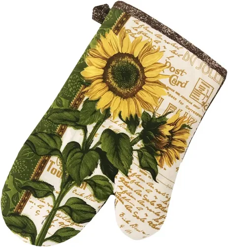 Miniatura 4 de Set de 5 piezas de toallas de cocina de lino 2 toallas 2 soportes para macetas 1 manopla para horno (Girasol 2)