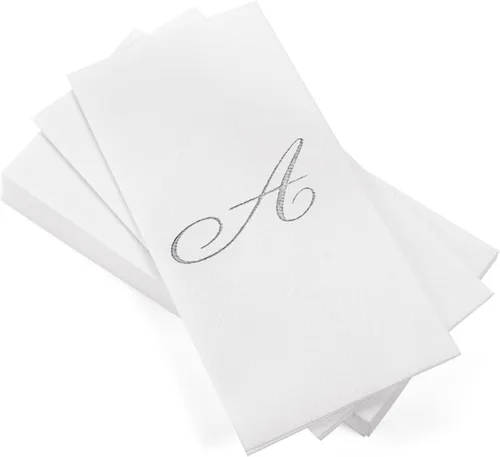 Miniatura 40 de AH AMERICAN HOMESTEAD Servilletas desechables – Servilletas doradas con monograma para invitados, servilletas acolchadas como tela para baño