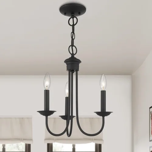 Miniatura 12 de Livex Lighting 42683-04 - Lámpara de araña de acero con 3 luces para decoración del hogar, 1 lámpara de techo negra, perfecta para decoración