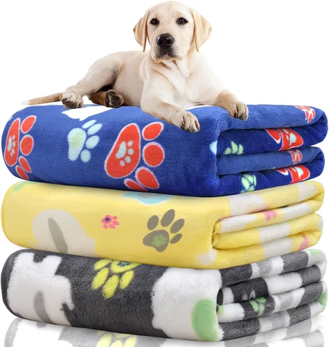 Miniatura 38 de Rezutan 1 paquete de 3 mantas para perros grandes, 41x31 pulgadas para mantas suaves y mullidas para mascotas y gatos de tamaño mediano, reversibles