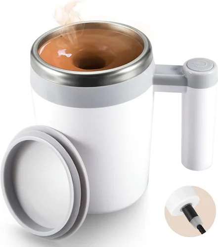 Taza de café autoagitable: taza de café automática recargable con agitador magnético y tapa, taza de café de viaje para leche, cacao, oficina,