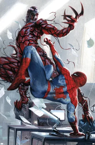 Trends International Marvel Comics Carnage - Póster de pared de batalla con Spider-Man, 22.375 x 34 pulgadas, versión premium sin marco