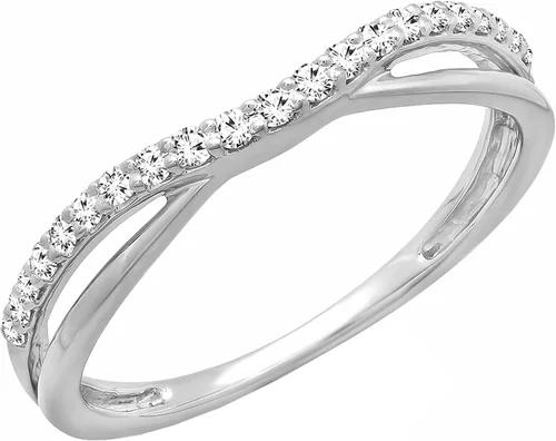 Dazzlingrock Collection Banda de guardia de boda con contorno de diamante blanco redondo de 0.25 quilates (ctw) para ella (color I-J, claridad