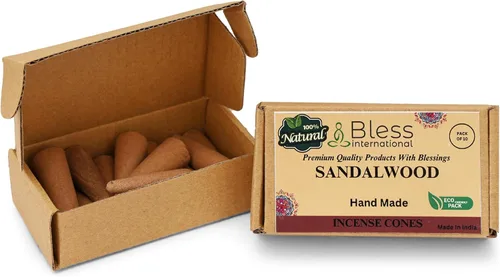 Miniatura 3 de Bless International Madera de sándalo 100% natural, conos de incienso hechos a mano, sumergidos a mano, sin químicos orgánicos para purificación