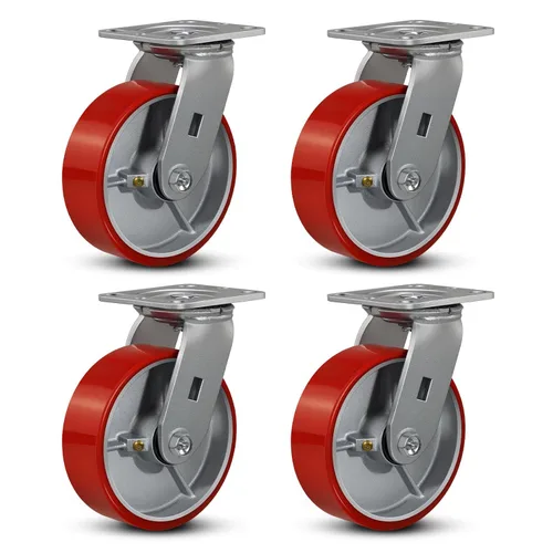 Miniatura 9 de Ruedas industriales de 4 x 2 pulgadas, ruedas resistentes, ruedas de poliuretano, capacidad de hasta 3200 libras. Uso para camión de plataforma