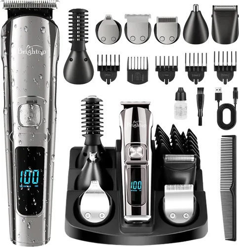 Brightup Recortadora de Barba para Hombres - Maquinilla de Afeitar y Afeitadora Eléctrica, Juego de Recortadoras de Cabello Inalámbricas, Kit de