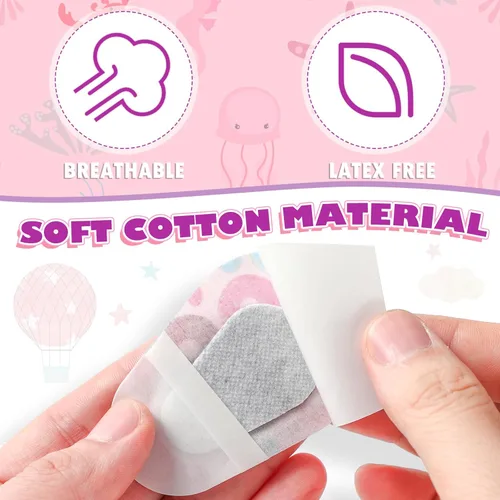 Miniatura 5 de Panelee 120 parches adhesivos para ojos para niños y niñas, material transpirable a granel, algodón que bloquea la luz, diseños coloridos