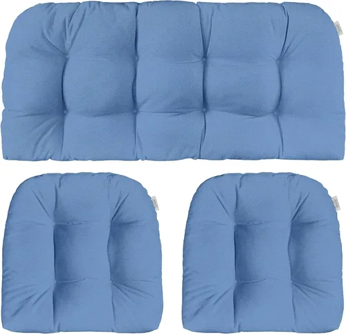 Miniatura 51 de RSH DECOR: Sunbrella - Juego de 3 cojines de mimbre copetudos 41 x 19 pulgadas y 19 x 19 pulgadas Fabricado con tela de rendimiento Sunbrella
