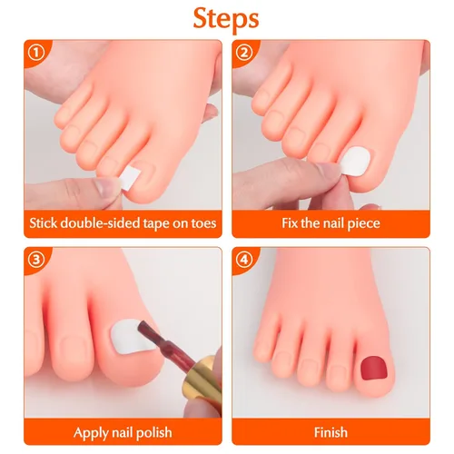 Miniatura 6 de krofaue Práctica de pie falso modelo 1 par flexible de silicona suave herramienta de manicura protésica para puntas de uñas entrenamiento de arte