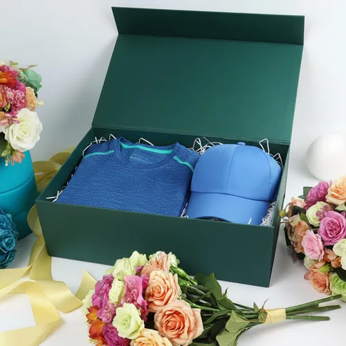 Miniatura 5 de YINUOYOUJIA Cajas de regalo grandes verdes con tapa, caja de regalo magnética de 14 x 9 x 4.5 pulgadas con cinta, tarjetas y sobres para regalos