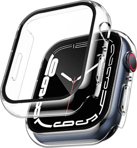 Miniatura 10 de TAURI - Juego de 2 carcasas rígidas para Apple Watch SE Series 6, 5, 4, 1.732 in (44mm), protector de pantalla integrado de cristal templado 9H, Azul