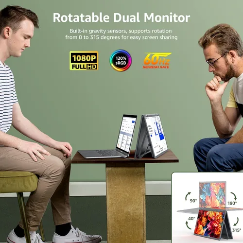 Miniatura 4 de cocopar Monitor portátil dual de 15.6 pulgadas 1080P Monitor de viaje con altavoz HDMI USB-C Pantalla externa para laptop, MacBook Surface PC, Xbox