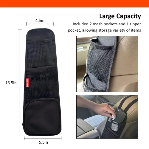 Miniatura 4 de Organizador Lateral para Asiento de Coche, Bolsa Colgante de Almacenamiento para Asiento de Auto, para Teléfonos, Bebidas, Soporte para Cosas