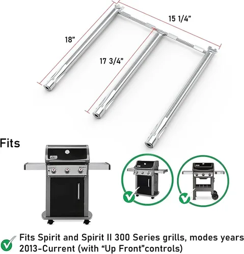 Miniatura 3 de Uniflasy 7507 - Tubos quemadores de parrilla de 27 pulgadas para Weber Spirit Serie 210/200 E-200 E-210 S-200 S-210 (con control lateral), Spirit