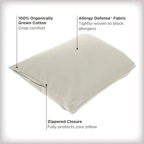 Miniatura 2 de AllerEase - Protector de almohada de algodón suave cultivado orgánicamente, con cremallera, tamaño King, 2