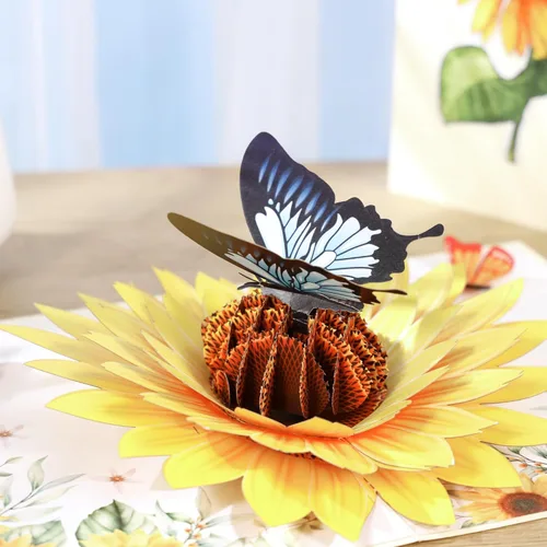 Miniatura 6 de SISTIMON Tarjeta emergente de girasol y mariposa del día de la madre, tarjeta de cumpleaños emergente 3D de 6x 8, regalo ideal para el día