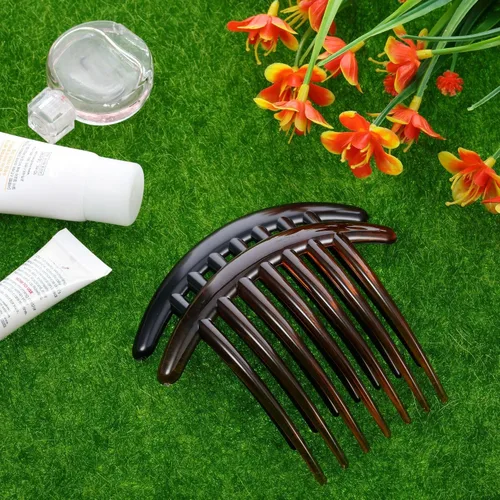 Miniatura 5 de 20 piezas de 7 dientes, estilo francés, peine giratorio de plástico, accesorios para el cabello para mujeres (negro y marrón)