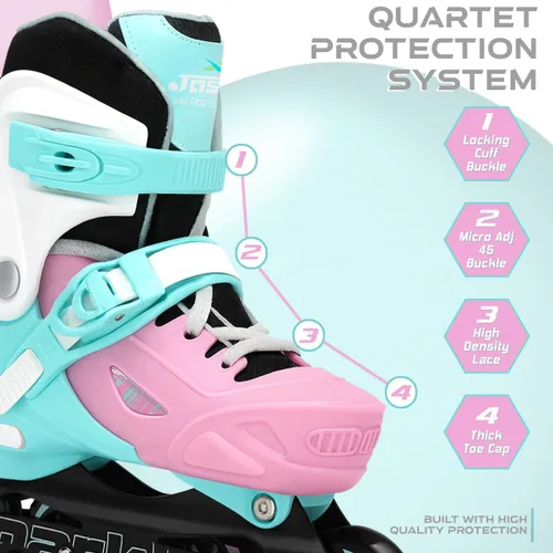Miniatura 6 de Jaspo Sparkle 2.0 - Patines en línea/cuádruples convertibles y ajustables, diseño 2 en 1, chasis de aluminio, ruedas de poliuretano 85A de 2.756 in