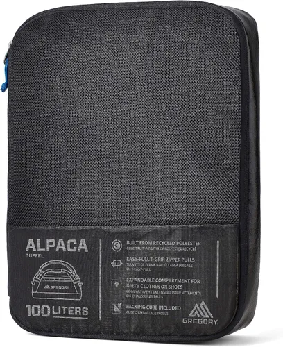 Miniatura 4 de Gregory Alpaca - Bolsa de lona resistente al agua para viajes de aventura y equipo con cubo de embalaje incluido, Negro obsidiana, 100L
