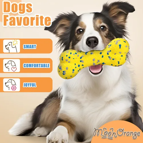 Miniatura 4 de Moonorange 2 Piezas Pelotas de Hueso Mejoradas para Perros + Juguetes de Rugby para Perros para Masticadores Agresivos, Pelotas de Tenis azul